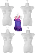 Manekiny wystawowe - zestaw 5 damskich torsów - plastikowy tors damski 70 cm - górna część ciała z tworzywa sztucznego w kolorze białym - popiersie manekina - półpowłoka damskiego ciała - kształt biustu - manekin z haczykiem - 5 sztuk manekinów modowych - miniaturka - grafika 1