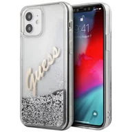 Etui i futerały do telefonów - Guess GUHCP12SGLVSSI iPhone 12 mini 5,4" srebrny/silver hardcase Glitter Vintage Script - miniaturka - grafika 1