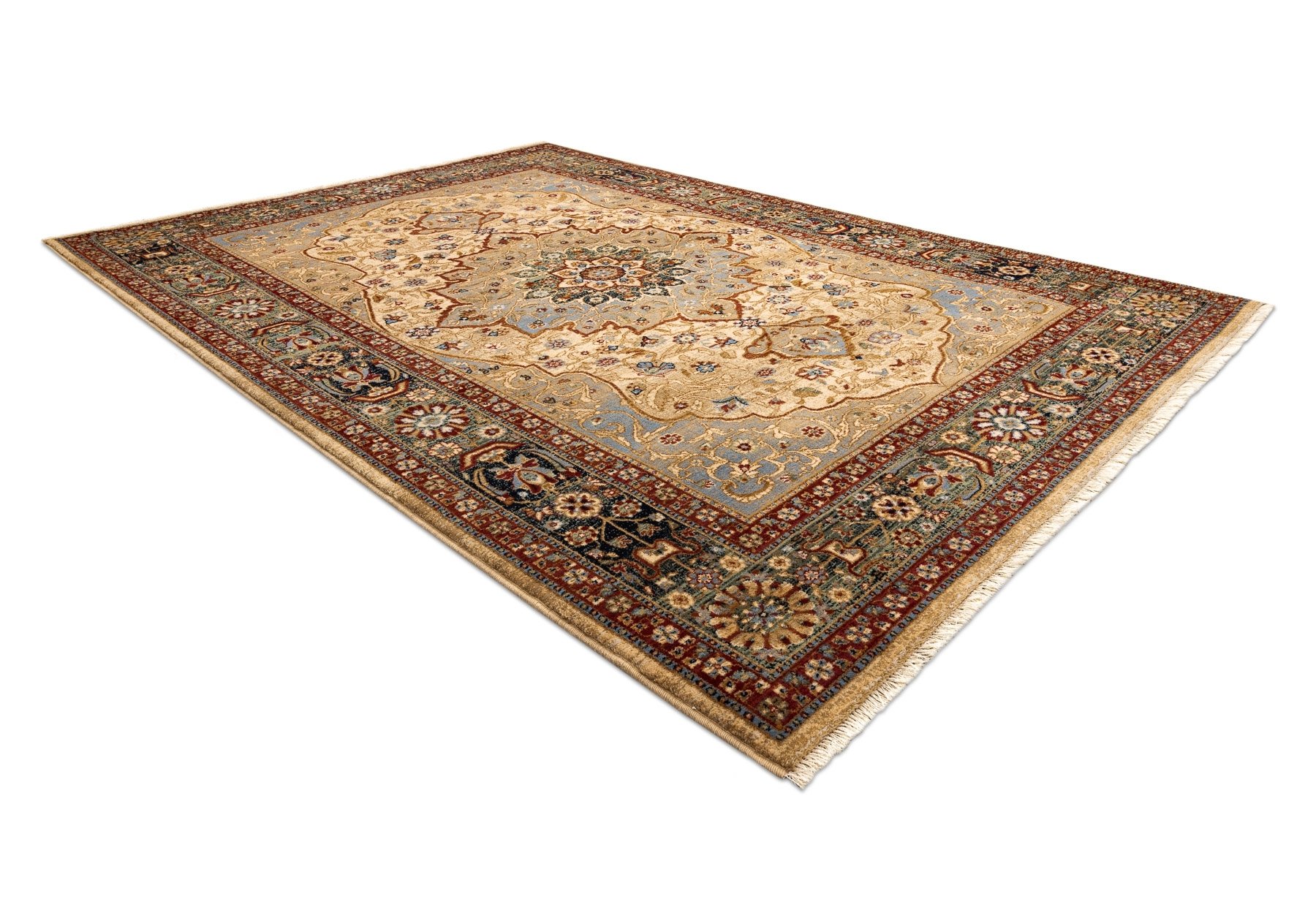 Dywan KESHAN Frędzle, Rozeta orientalny 7519/53555 beż / granat beżowy 160x230 cm