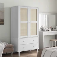 Szafy - vidaXL Szafa SENJA, imitacja rattanu, biała, 90x55x175 cm, sosnowa - miniaturka - grafika 1