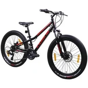 Rowery - Rower młodzieżowy INDIANA Rock Jr 2.4 24 cale dla chłopca Czarno-czerwony - miniaturka - grafika 1