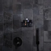Mydelniczki i dozowniki mydła - Kleine Wolke Półka Prysznicowa Rocco, Prostokątna, Czarna - miniaturka - grafika 1