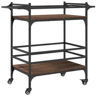 vidaXL Wózek kuchenny brązowy dąb 82x40x78,5 cm materiał drewnopochodny - Wózki kuchenne - miniaturka - grafika 1