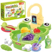 Zabawy w naśladowanie dorosłych - ZLEWOZMYWAK ZLEW DO MYCIA NACZYŃ DLA DZIECI INTERAKTYWNY KRAN + akcesoria LECI WODA - miniaturka - grafika 1