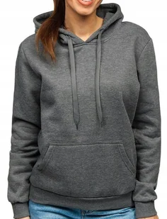 Damska bluza dresowa ocieplana kangurka z kapturem L szara ciemna - Bluzy damskie - miniaturka - grafika 1