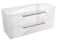 Szafki łazienkowe - Szafka Wisząca Z Blatem ATH 100 cm - Biały Wysoki Połysk - Uchwyty Chromowane - miniaturka - grafika 1