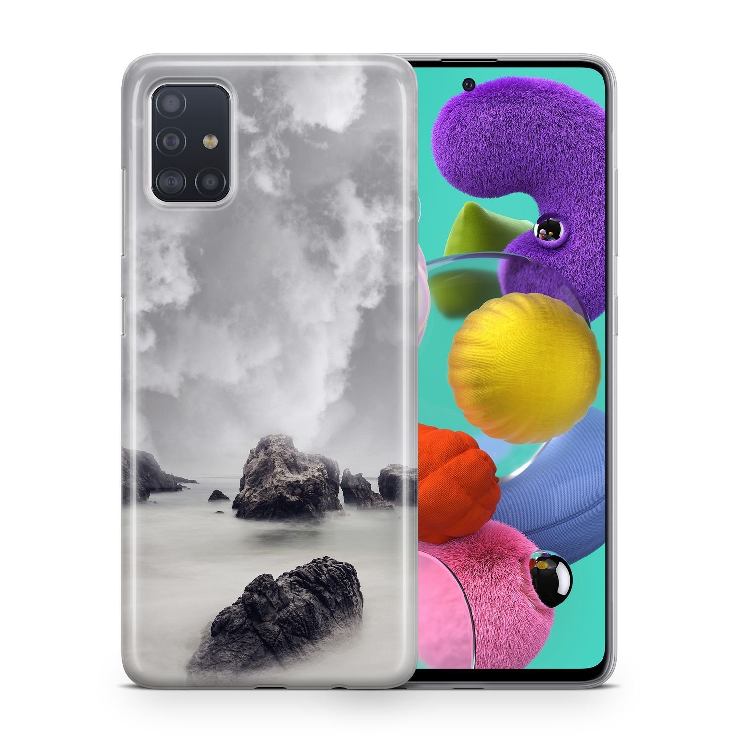 Etui na telefon komórkowy Pokrowiec ochronny na Samsung Galaxy A70 Etui Pokrowiec Torba Zderzak TPU, Model: Samsung Galaxy A70, Wybierz wzór: Skały Chmury