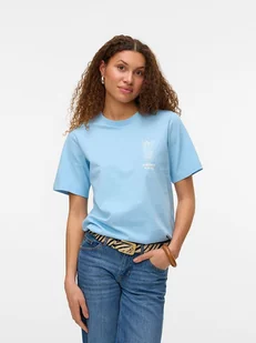 Vero Moda Koszulka w kolorze błękitnym - Koszulki i topy damskie - miniaturka - grafika 1