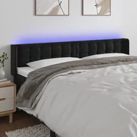 Inne meble do sypialni - vidaXL Zagłówek do łóżka z LED, czarny, 183x16x78/88 cm, aksamit - miniaturka - grafika 1