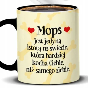 Kubek Z Nadrukiem MOPS KOCHA NAJBARDZIEJ Pies Czarno Biały Kreator - Kubki - miniaturka - grafika 1