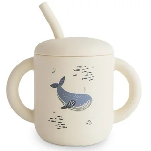 Kubek silikonowy ze słomką Whales, Mushie - Kubki dla dzieci - miniaturka - grafika 1