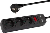 Listwy zasilające - 98-775# Przedłużacz sieciowy pr-370wsp/usb 3-gniazda+usb z uziemieniem+wyłącznik 3m czarny 3x1,5mm - miniaturka - grafika 1