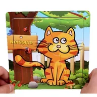 Puzzle - Drewniane Puzzle W Ramce Układanka Edukacyjna Kotek - miniaturka - grafika 1