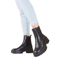 Botki damskie - Sztyblety na platformie Sergio Leone czarne - miniaturka - grafika 1