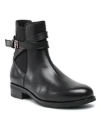 Botki damskie - Tommy Hilfiger Botki Th Hardware On Belt Flat Boot FW0FW05967 Czarny - miniaturka - grafika 1