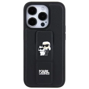 Etui Karl Lagerfeld Gripstand Saffiano Karl&Choupette Pins na iPhone 13 Pro Max - czarne - Etui i futerały do telefonów - miniaturka - grafika 3