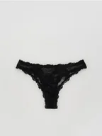 Reserved - Koronkowe majtki typu stringi - czarny