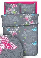 Pościel - Komplet Pościeli Bawełnianej 160x200 2x70x80 Motyl Na Szarym Polski Producent 100% Bawełna - miniaturka - grafika 1