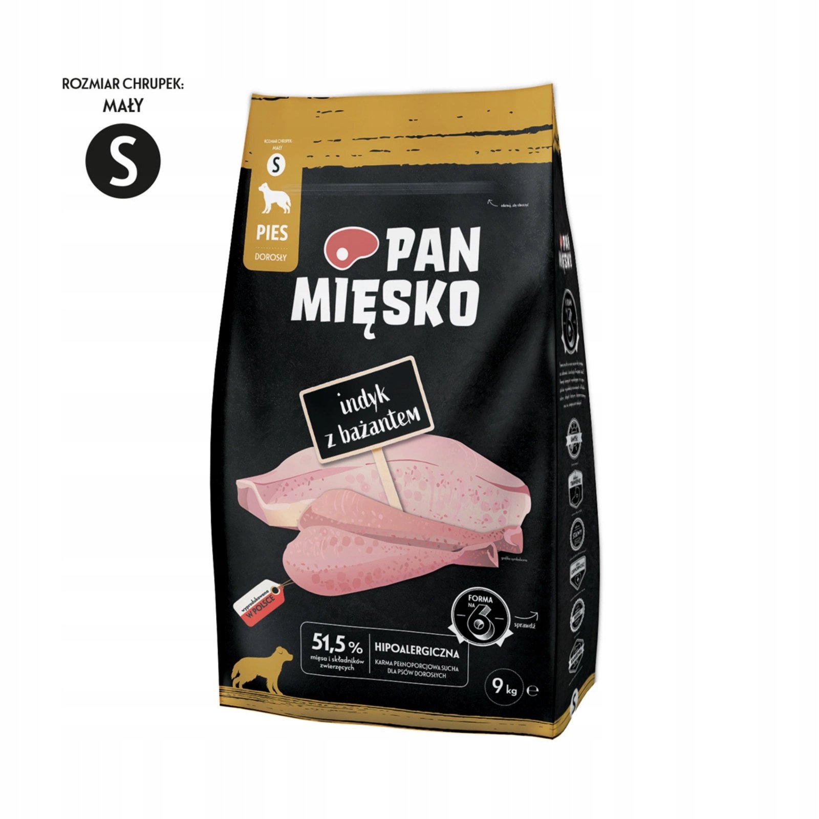 Pan Mięsko Karma sucha dla psa INDYK BAŻANT WARZYWA Małe rasy Chrupki S 9kg