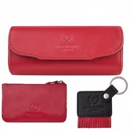Etui na klucze - ETUI NA OKULARY, ETUI NA KLUCZE I BRELOCZEK ZESTAW PREZENTOWY W KOLORZE CZERWONYM PAOLO PERUZZI ZUP-122-RD - miniaturka - grafika 1