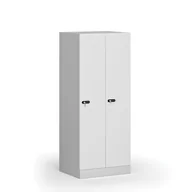 Szafki BHP - Szafa ubraniowa obniżona 2-drzwiowa, 1500 x 600 x 500 mm, zamek mechaniczny z kodem, drzwi laminowane, biała - miniaturka - grafika 1