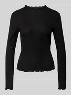 Bluzki damskie - Bluzka z długim rękawem o kroju slim fit z mieszanki bawełny model ‘EMMA’ - miniaturka - grafika 1