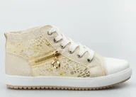 Trampki damskie - Seastar Trampki prześwitujące ze złotym zamkiem beżowe-38 - miniaturka - grafika 1