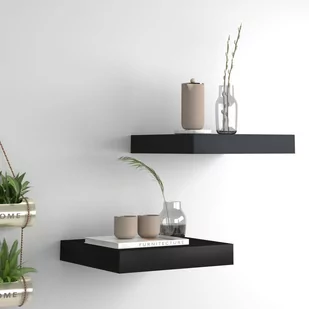 vidaXL vidaXL Półki ścienne, 2 szt., czarne, 23 x 23,5 x 3,8 cm, MDF - Półki do salonu - miniaturka - grafika 1