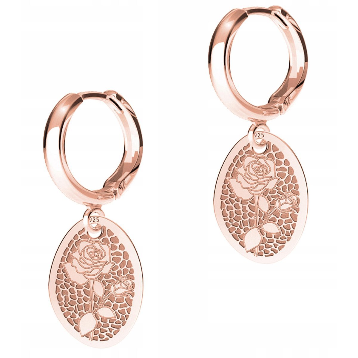 Kolczyki Pozłacane Blaszki z Różami Kwiaty Róże Kwiat Róża SREBRO 925