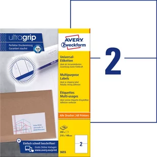 Avery Zweckform Avery A4 210 x 148 mm białe (3655) - Etykiety do drukarek - miniaturka - grafika 1