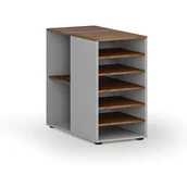 Regały biurowe - Dostawna szafka półkowa do biurka PRIMO GRAY, lewa, szara/orzech - miniaturka - grafika 1