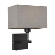 Lampy ścienne - Italux Klasyczna LAMPA ścienna NORTE WL-1122-1-A-BM-RC-GR prostokątna OPRAWA abażurowy kinkiet czarny szary WL-1122-1-A-BM-RC-GR - miniaturka - grafika 1