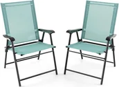 Fotele i krzesła ogrodowe - Składane krzesła KOMFOTTEU, zestaw 2 przenośnych krzeseł balkonowych, krzesła ogrodowe z oparciem, odporne na warunki atmosferyczne krzesła tarasowe, składane krzesła kempingowe (miętowa zieleń) - miniaturka - grafika 1