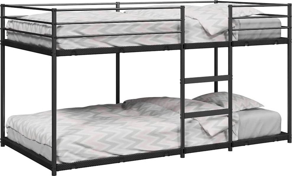 VidaXL Łóżko piętrowe bez materaca, czarne, 100x200 cm, stal