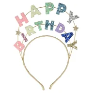 Ozdoby do włosów - Meri Meri - Opaska do włosów Happy Birthday brokatowa - miniaturka - grafika 1