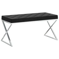 Ławki do przedpokoju - VidaXL Ławka, 97 cm, czarna, aksamit i stal nierdzewna 289053 VidaXL - miniaturka - grafika 1