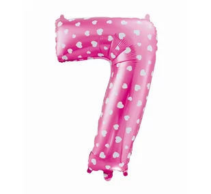 GoDan Balon foliowy cyfra 7 26" różowy serca HS-C26R7 - Balony i akcesoria - miniaturka - grafika 1