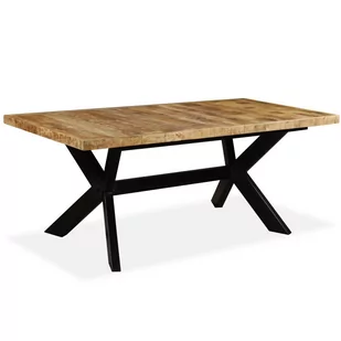 vidaXL Stół jadalniany, lite drewno mango, stalowe nogi, 180 cm - Stoły - miniaturka - grafika 1