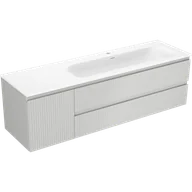 Szafki łazienkowe - Mexen Rivel szafka łazienkowa 160 cm z umywalką Vela prawą, 2S, 1D, ryflowana, szara/biała mat - 91A23-16047-3-BBFFF62-W23P01 - miniaturka - grafika 1