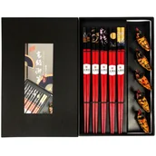 Zestawy do sushi - Zestaw drewnianych pałeczek z podstawkami Gift Box Nihonga i Kaczki 22,5cm - 5 par - Golden Turtle - miniaturka - grafika 1