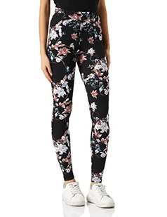 Urban Classics Damskie spodnie Soft AOP Legginsy, spodnie do jogi, przylegające do skóry, dostępne w ponad 10 wariantach kolorystycznych, rozmiary XS - 5XL, Czarny kwiat, S - Spodnie damskie - miniaturka - grafika 1
