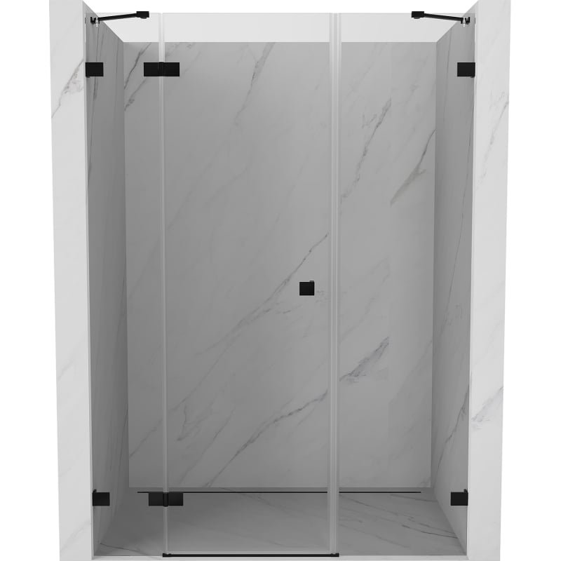 Mexen Lunar drzwi prysznicowe uchylne lewe 145 cm, transparent, czarne - 834S-145-050-70-00-L