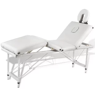 vidaXL vidaXL Kremowo-biały składany stół do masażu 4 strefy z aluminiową ramą - Stoły i łóżka do masażu - miniaturka - grafika 1