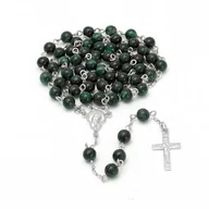 Różańce - Ręcznie robiony różaniec, naturalny szmaragd 6mm, zielony, srebrny, srebro 925 - miniaturka - grafika 1
