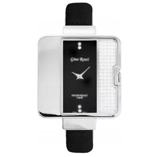 Zegarek Srebrny damski zegarek z czarnym paskiem G.ROSSI 6632A-2 - Zegarki damskie - miniaturka - grafika 1