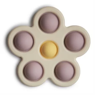Mushie, Kwiatek Press Toy Soft Lilac/Pale Daffodil/Ivory - Zabawki sensoryczne - miniaturka - grafika 1