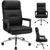 Fotele i krzesła biurowe - Fotel biurowy, podłokietniki, Sego, ekoskóra, czarny - miniaturka - grafika 1