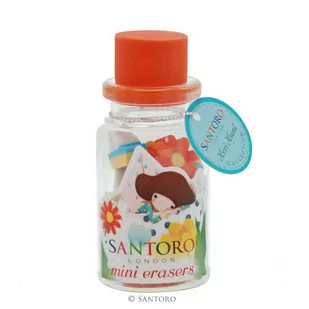 Santoro Mini gumki w szklanych butelkach ( czerwone ) - Przybory szkolne - miniaturka - grafika 1