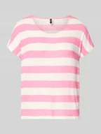 Koszulki i topy damskie - T-shirt z mieszanki wiskozy w kroju regular fit model 'WIDE STRIPE' - miniaturka - grafika 1