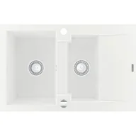 Zlewozmywaki - Mexen Gaspar zlewozmywak granitowy 1,5-komorowy z krótkim ociekaczem 737 x 475 mm, biały - 6507731505-20 - miniaturka - grafika 1